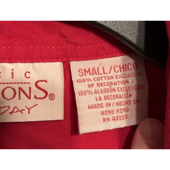 Vtg Basic Editions Button Front‎ Christmas Shirt Reindeer Ornaments Holly Small - Picture 3 of 10